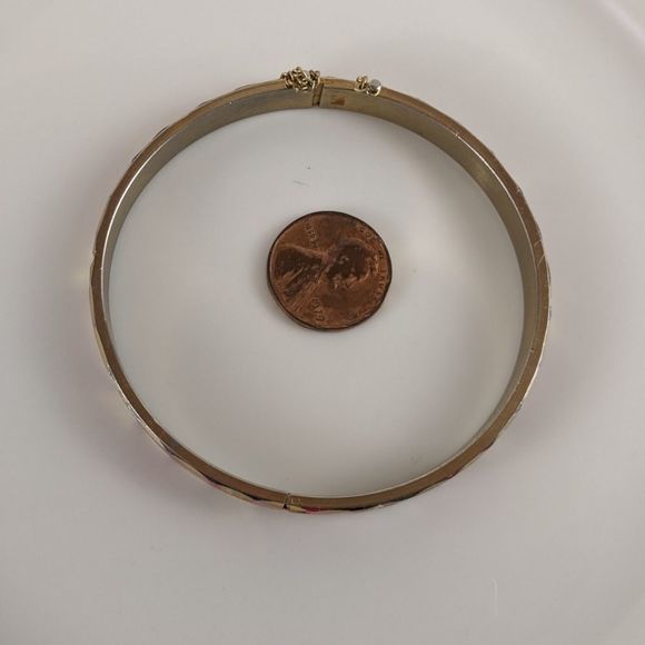 Vintage Red Enamel Diamond Star Cut Bracelet Chain - Picture 2 of 7